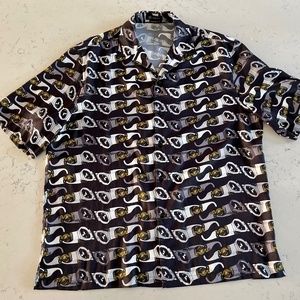 Versace shirt sleeve sunglasses button up camp collar shirt